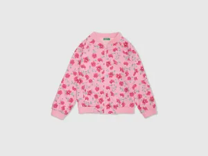 Girls Pink Long Sleeve Printed Jacket