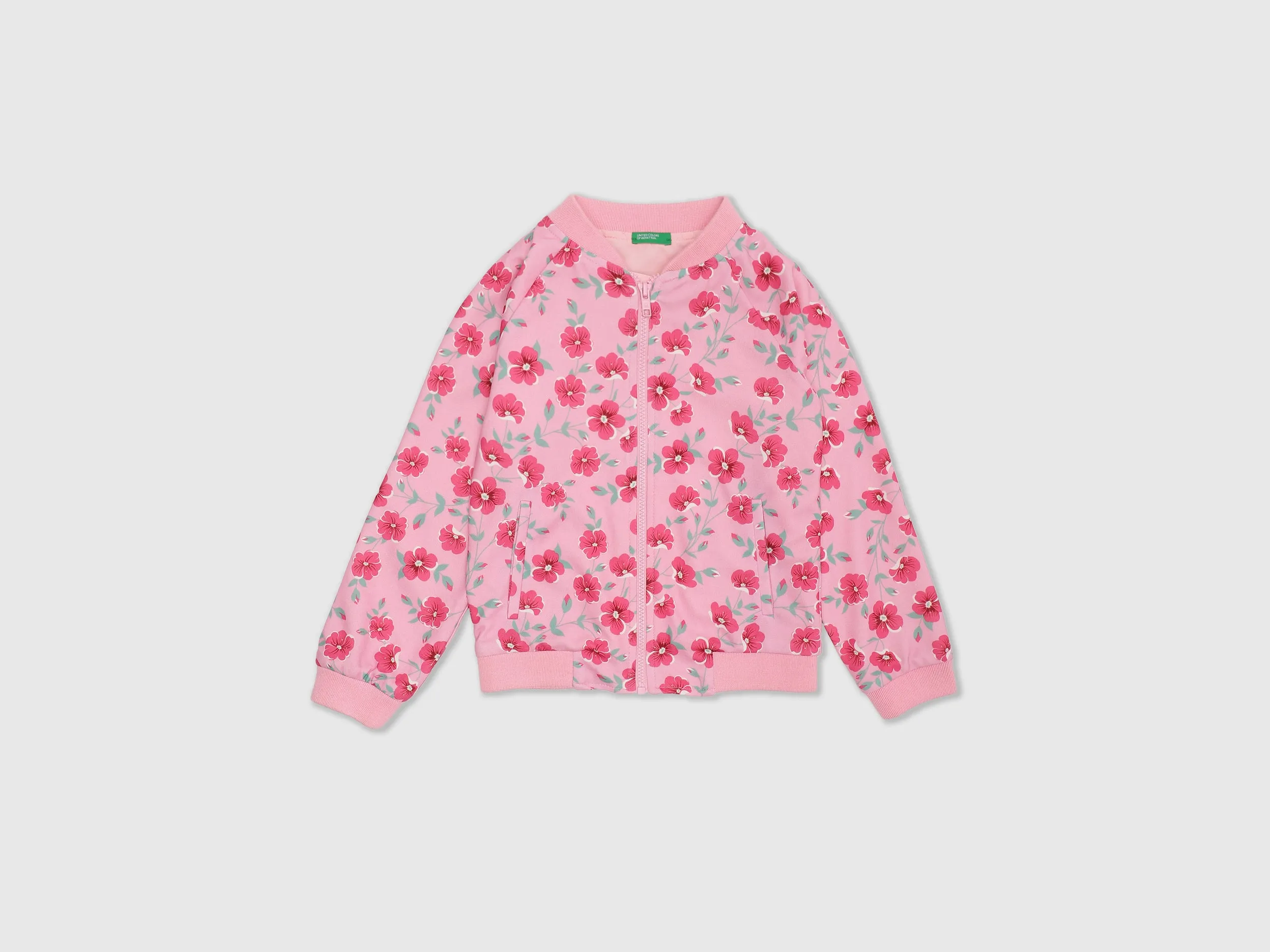 Girls Pink Long Sleeve Printed Jacket