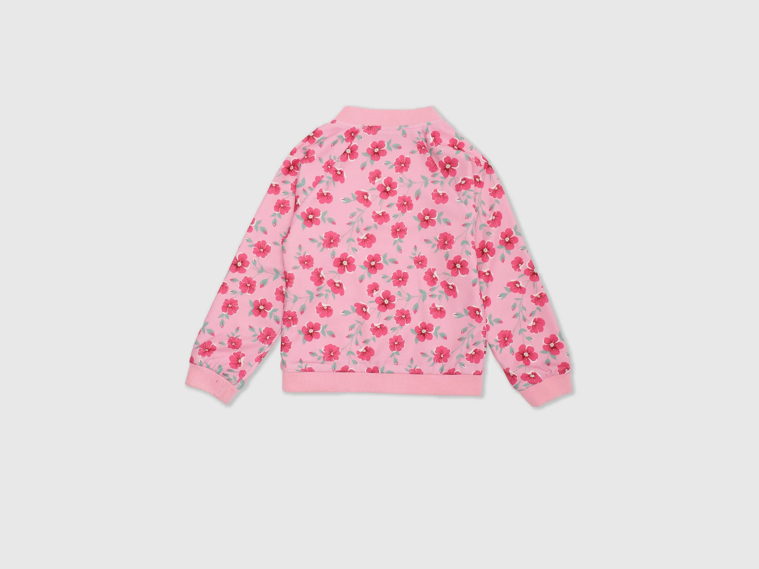Girls Pink Long Sleeve Printed Jacket