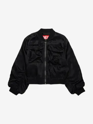 Girls Shiny Bomber Jacket in Black