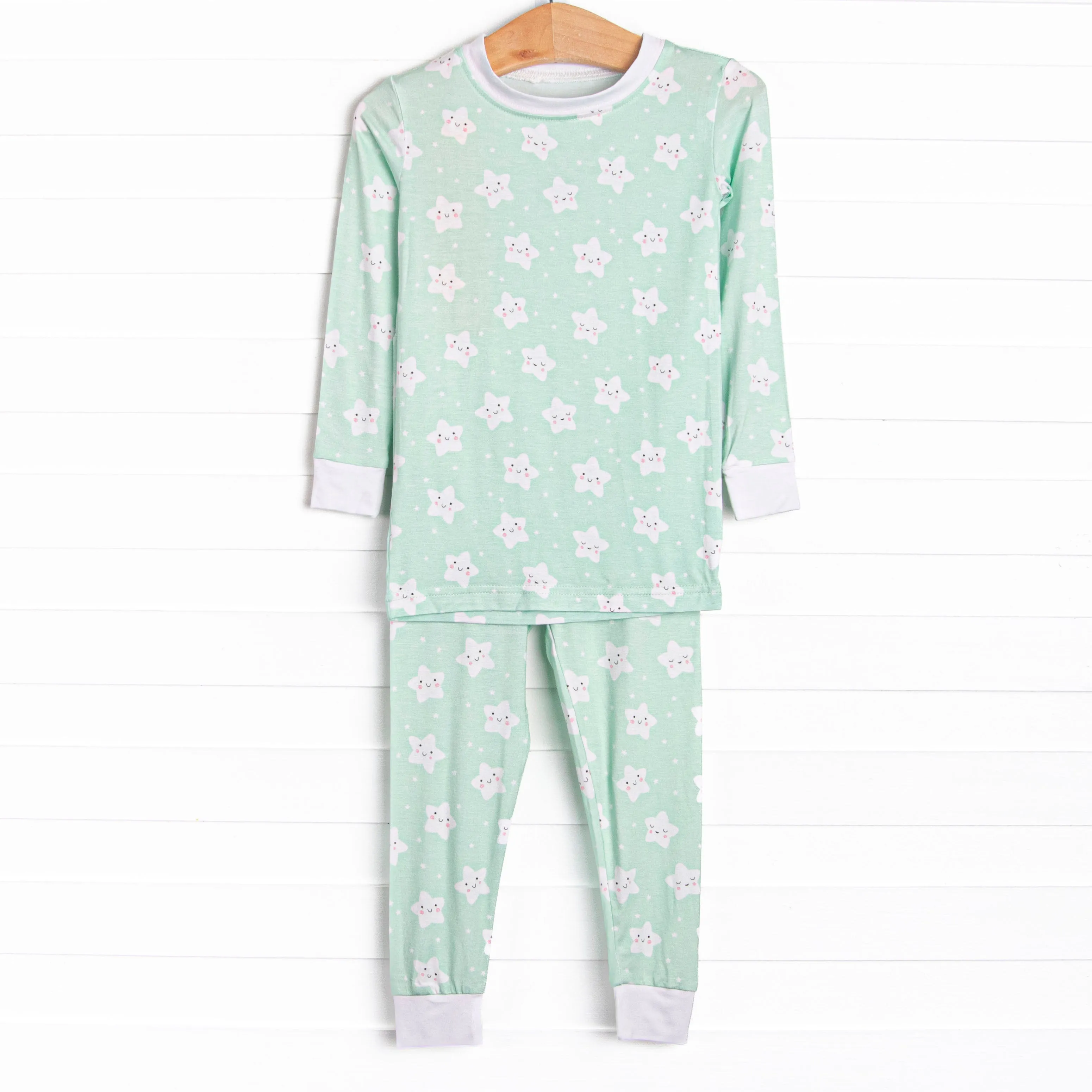 Goodnight Star Bamboo Pajama Set, Green