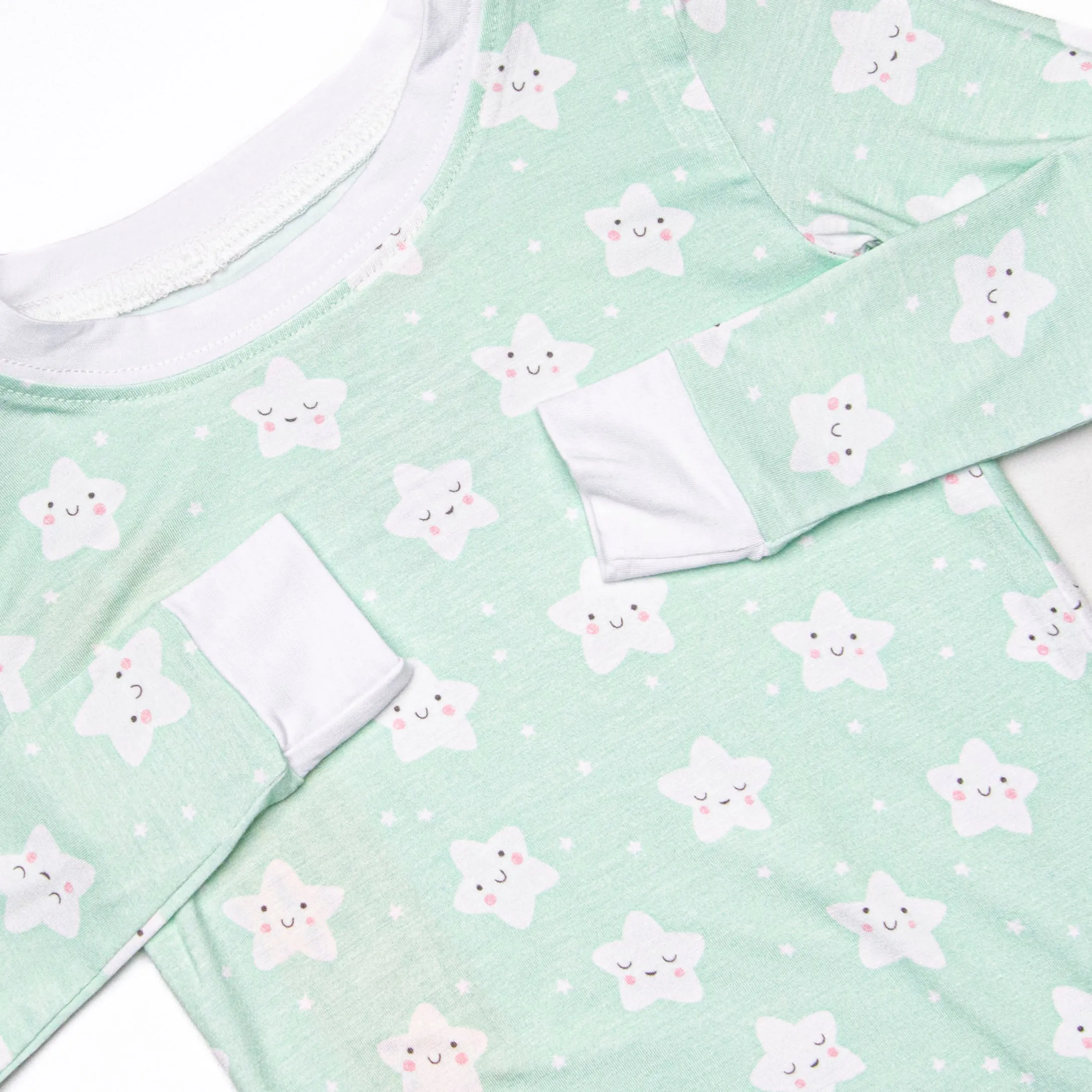 Goodnight Star Bamboo Pajama Set, Green