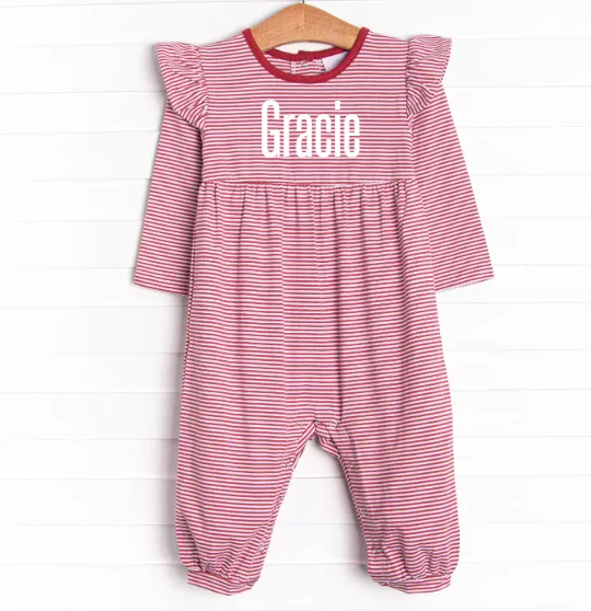 Gracie Romper, Red Stripe