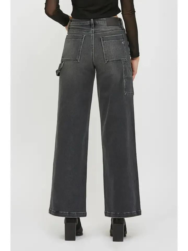Grey Wash Carpenter Wide-Leg Jean