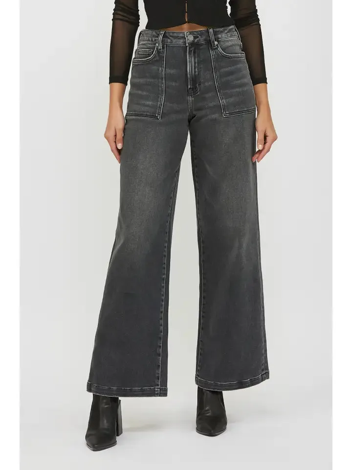 Grey Wash Carpenter Wide-Leg Jean