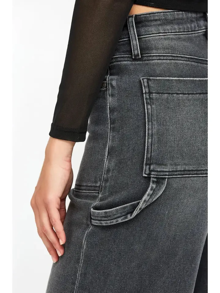 Grey Wash Carpenter Wide-Leg Jean