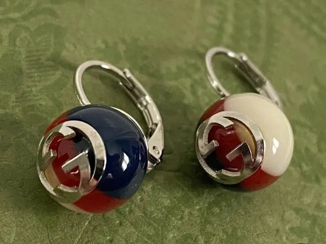 Gucci Red Blue Web Striped Earrings