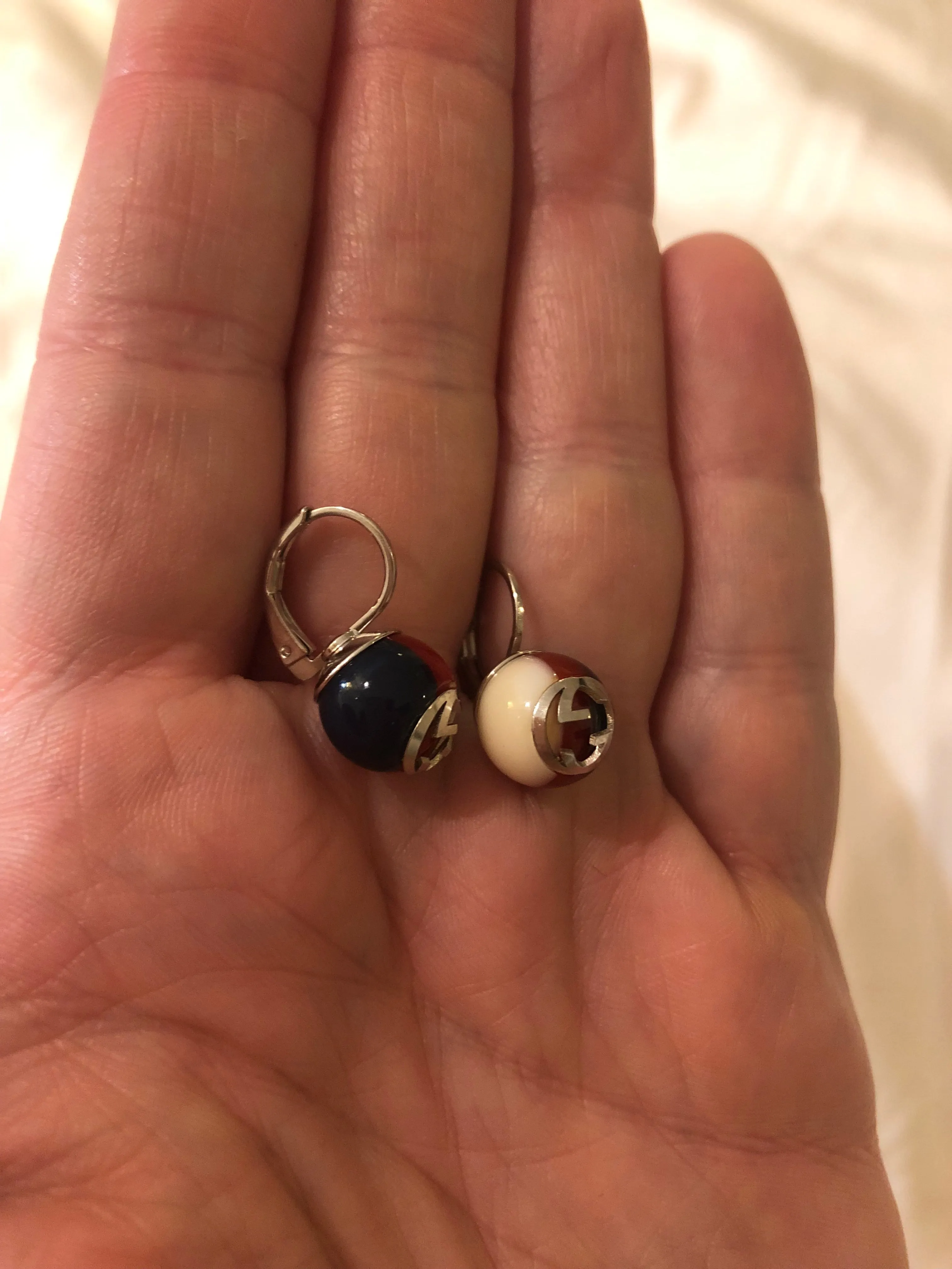 Gucci Red Blue Web Striped Earrings