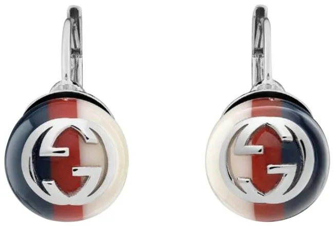 Gucci Red Blue Web Striped Earrings