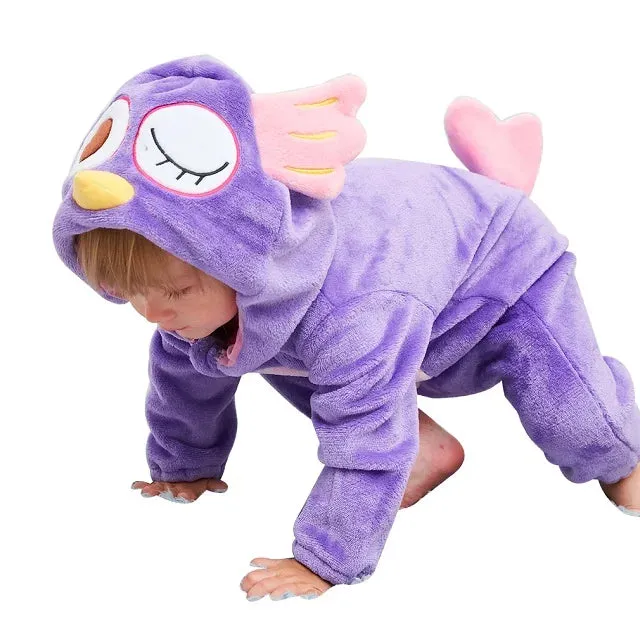 Halloween Baby Rompers Winter Hooded Flannel Toddler Infant Clothes Overall Bodysuits Jumpsuit Costume