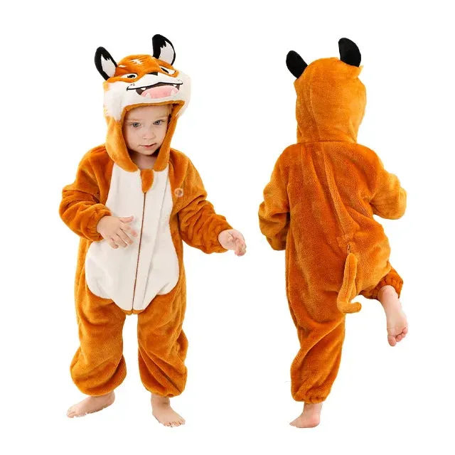 Halloween Baby Rompers Winter Hooded Flannel Toddler Infant Clothes Overall Bodysuits Jumpsuit Costume