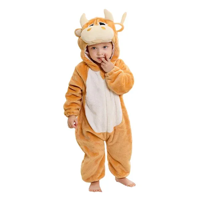 Halloween Baby Rompers Winter Hooded Flannel Toddler Infant Clothes Overall Bodysuits Jumpsuit Costume