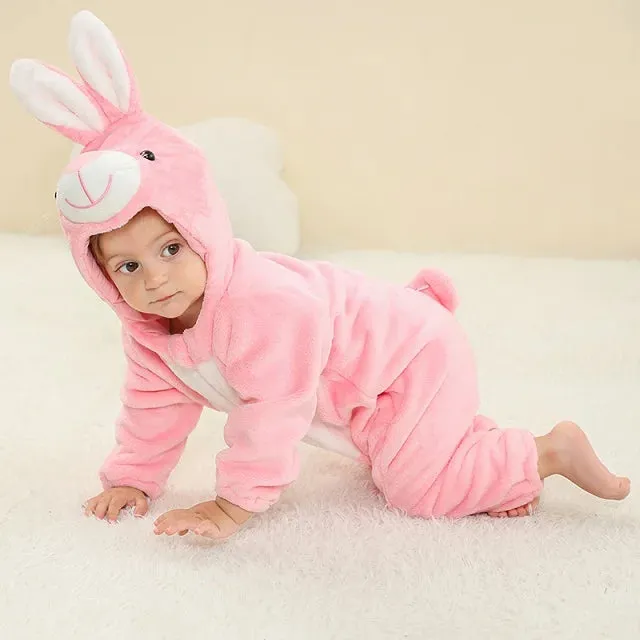 Halloween Baby Rompers Winter Hooded Flannel Toddler Infant Clothes Overall Bodysuits Jumpsuit Costume