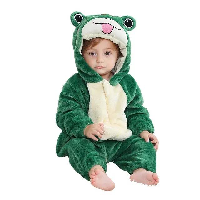 Halloween Baby Rompers Winter Hooded Flannel Toddler Infant Clothes Overall Bodysuits Jumpsuit Costume