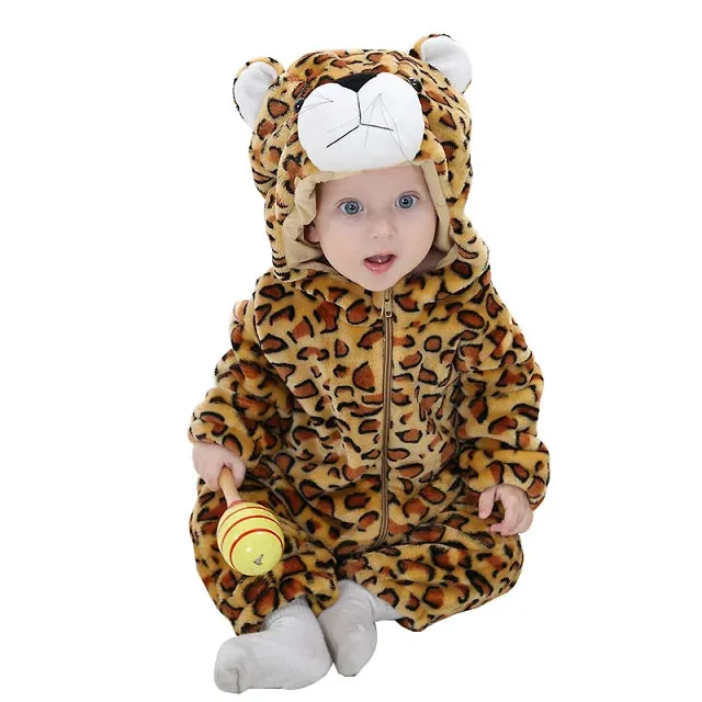 Halloween Baby Rompers Winter Hooded Flannel Toddler Infant Clothes Overall Bodysuits Jumpsuit Costume