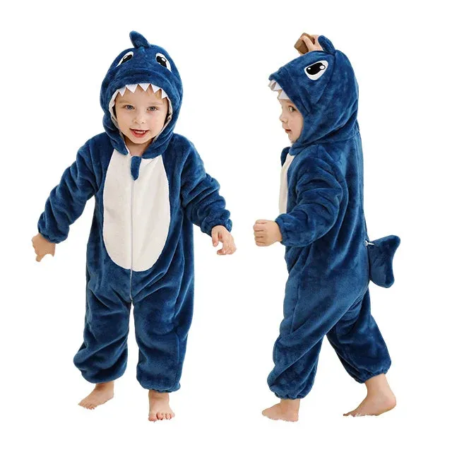 Halloween Baby Rompers Winter Hooded Flannel Toddler Infant Clothes Overall Bodysuits Jumpsuit Costume