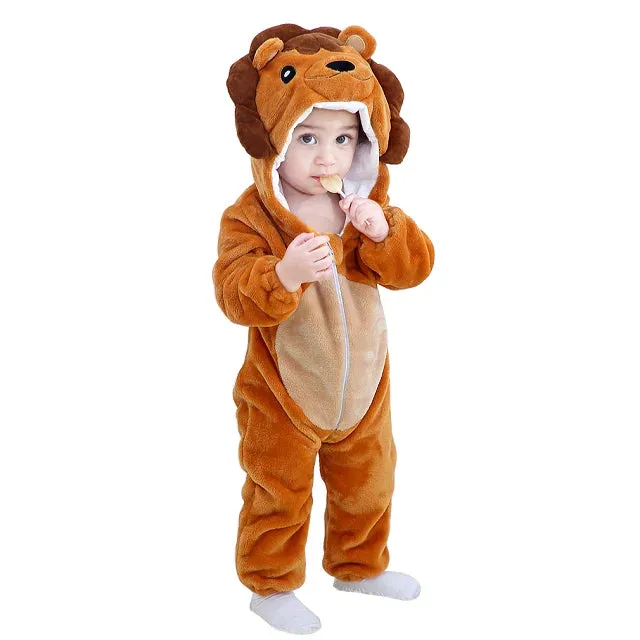 Halloween Baby Rompers Winter Hooded Flannel Toddler Infant Clothes Overall Bodysuits Jumpsuit Costume