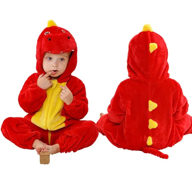 Halloween Baby Rompers Winter Hooded Flannel Toddler Infant Clothes Overall Bodysuits Jumpsuit Costume