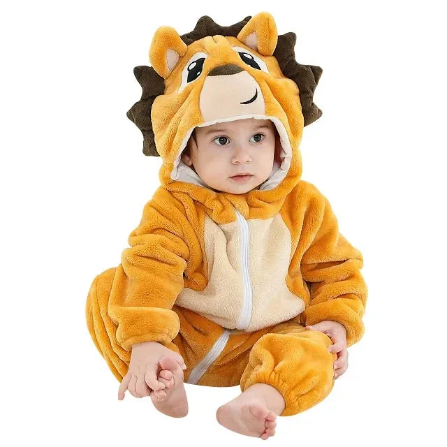 Halloween Baby Rompers Winter Hooded Flannel Toddler Infant Clothes Overall Bodysuits Jumpsuit Costume