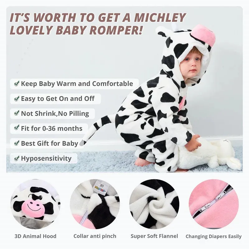 Halloween Baby Rompers Winter Hooded Flannel Toddler Infant Clothes Overall Bodysuits Jumpsuit Costume