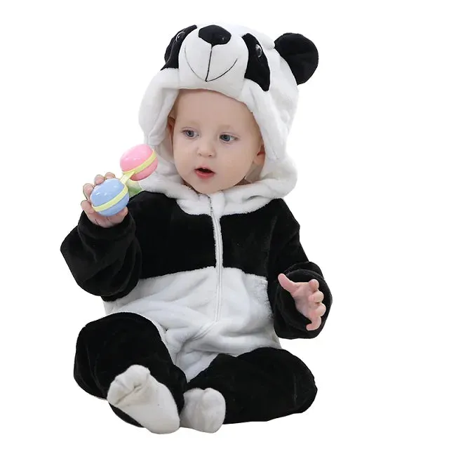 Halloween Baby Rompers Winter Hooded Flannel Toddler Infant Clothes Overall Bodysuits Jumpsuit Costume