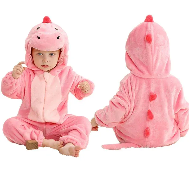 Halloween Baby Rompers Winter Hooded Flannel Toddler Infant Clothes Overall Bodysuits Jumpsuit Costume