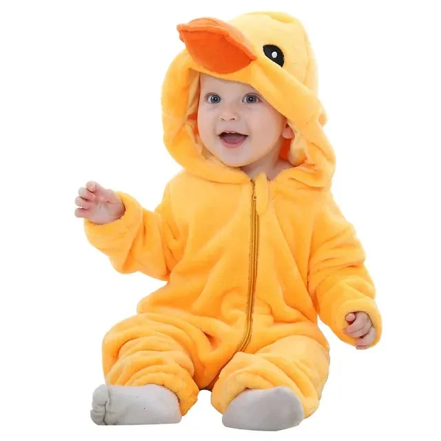 Halloween Baby Rompers Winter Hooded Flannel Toddler Infant Clothes Overall Bodysuits Jumpsuit Costume