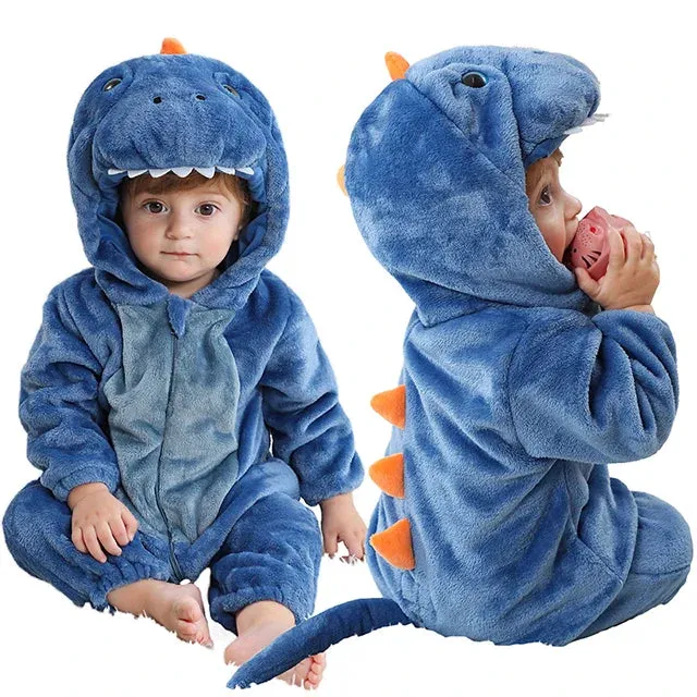 Halloween Baby Rompers Winter Hooded Flannel Toddler Infant Clothes Overall Bodysuits Jumpsuit Costume