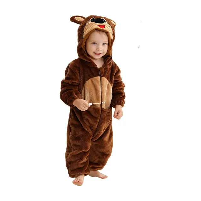 Halloween Baby Rompers Winter Hooded Flannel Toddler Infant Clothes Overall Bodysuits Jumpsuit Costume