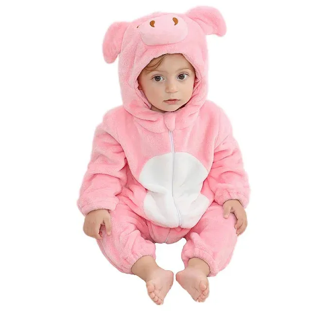 Halloween Baby Rompers Winter Hooded Flannel Toddler Infant Clothes Overall Bodysuits Jumpsuit Costume