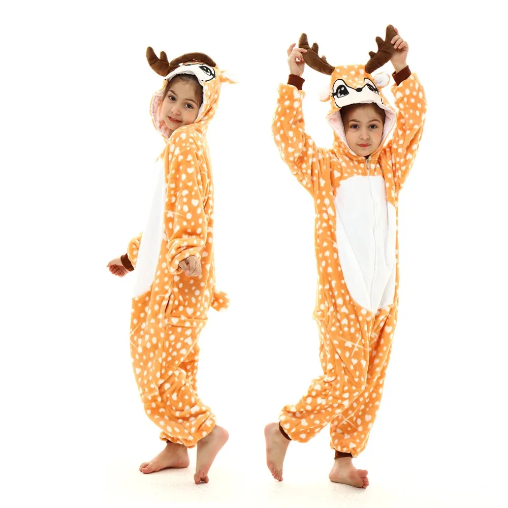 Halloween Cosplay Costume Girls Unicorn Onesies Children's Pajamas One Piece Hooded Jumpsuits Kids Onesie Rompers