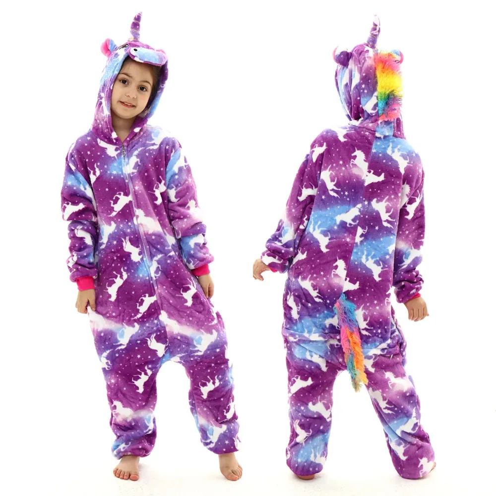 Halloween Cosplay Costume Girls Unicorn Onesies Children's Pajamas One Piece Hooded Jumpsuits Kids Onesie Rompers