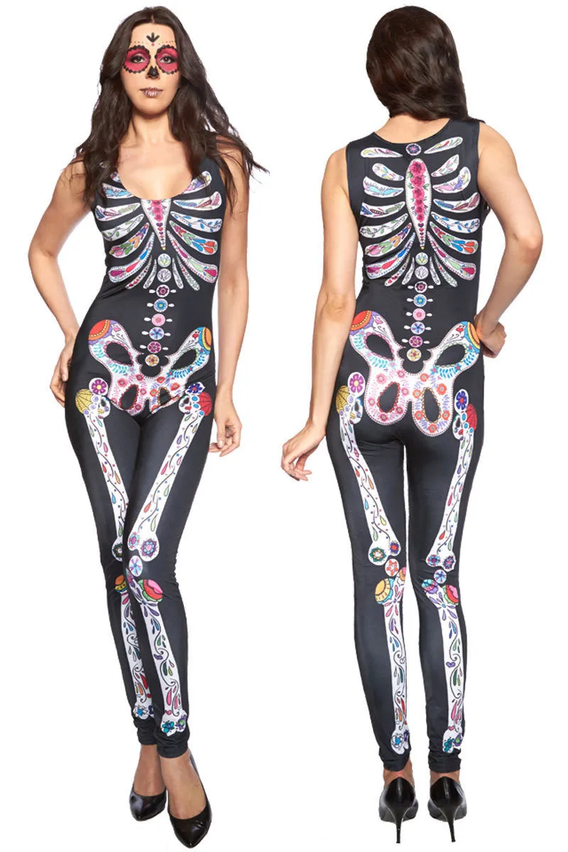 Halloween Skeleton Body suit costume ideas brand women rompers womens jumpsuit Fashion