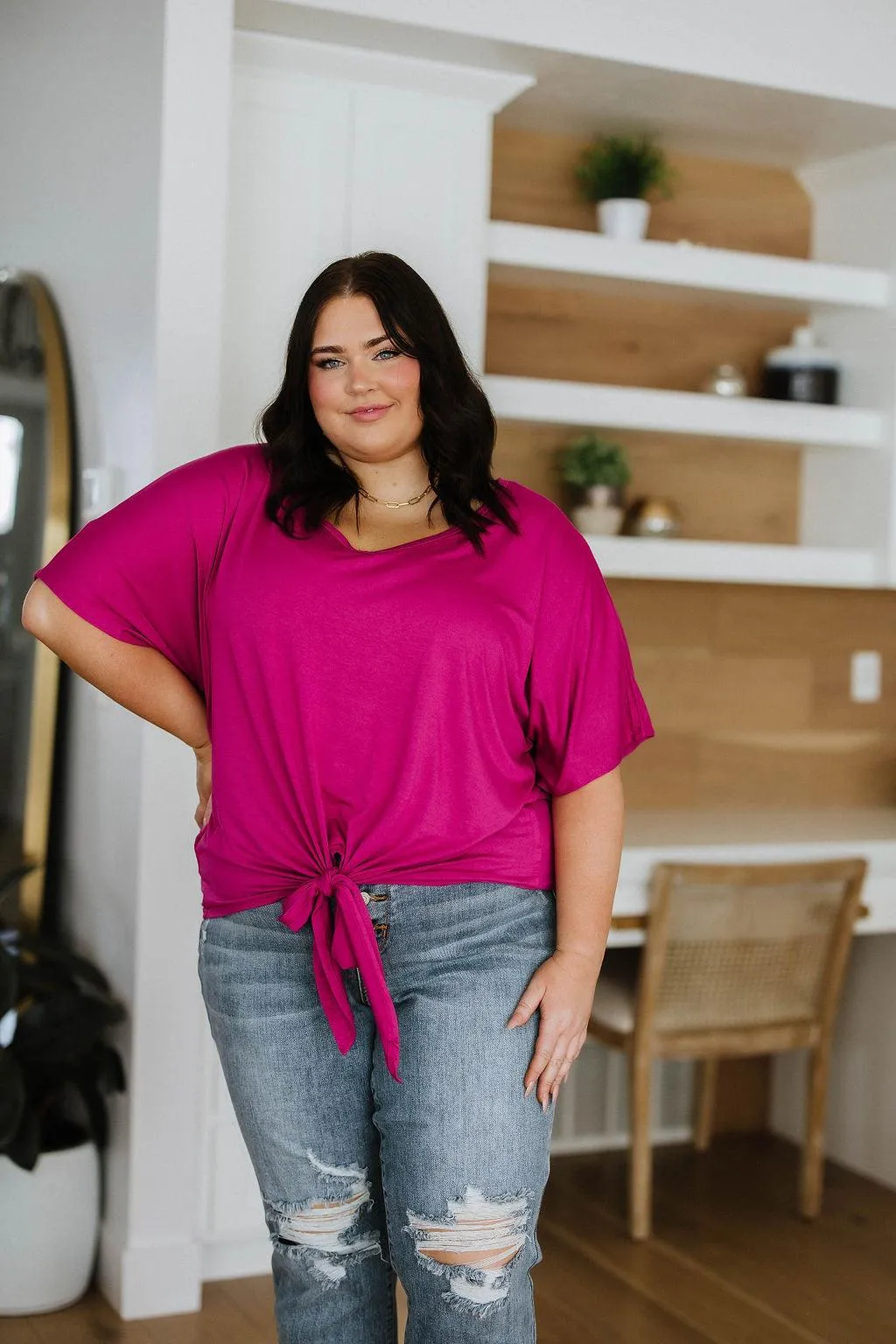 Hazel Blues® |  Tied Up With a Bow Top in Magenta