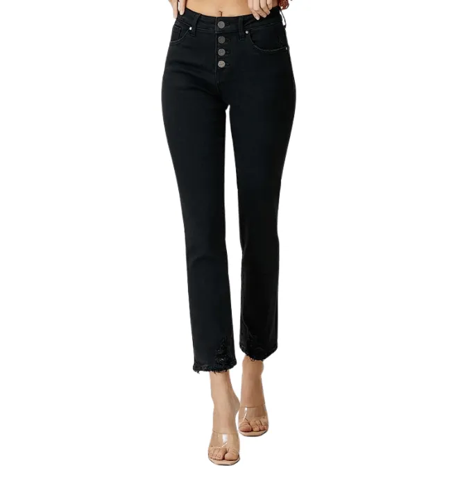 Hazel Midrise Button Fly Slim Straight Jeans
