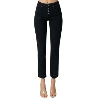 Hazel Midrise Button Fly Slim Straight Jeans