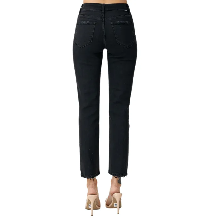 Hazel Midrise Button Fly Slim Straight Jeans