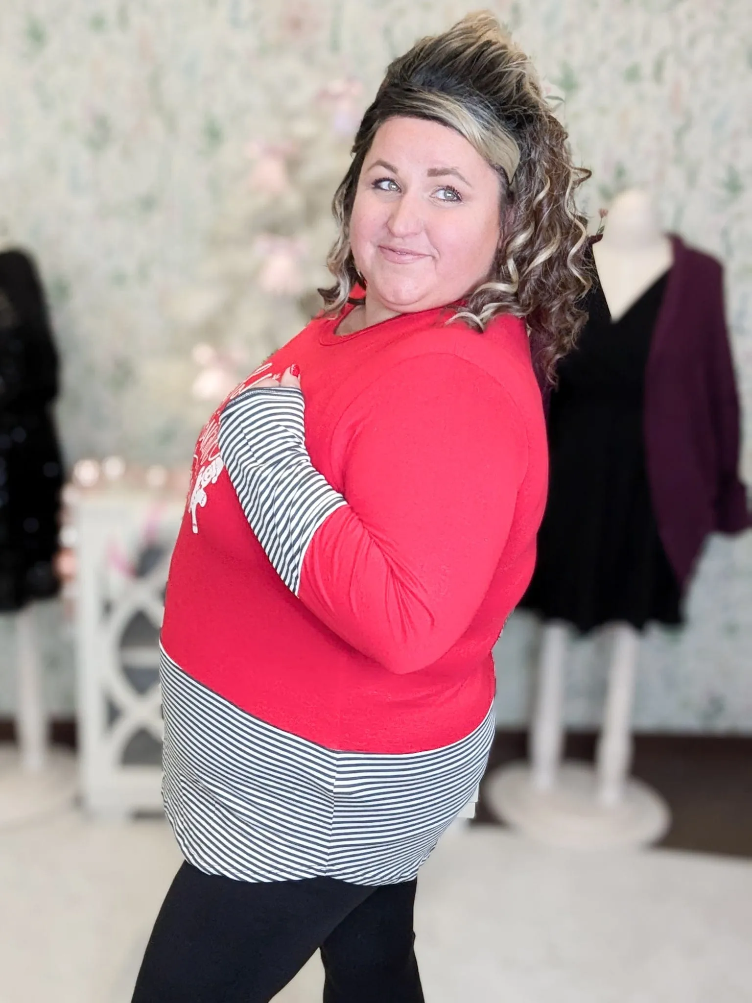 Holiday Baking Team Stripe Accent Luxe Long Sleeve