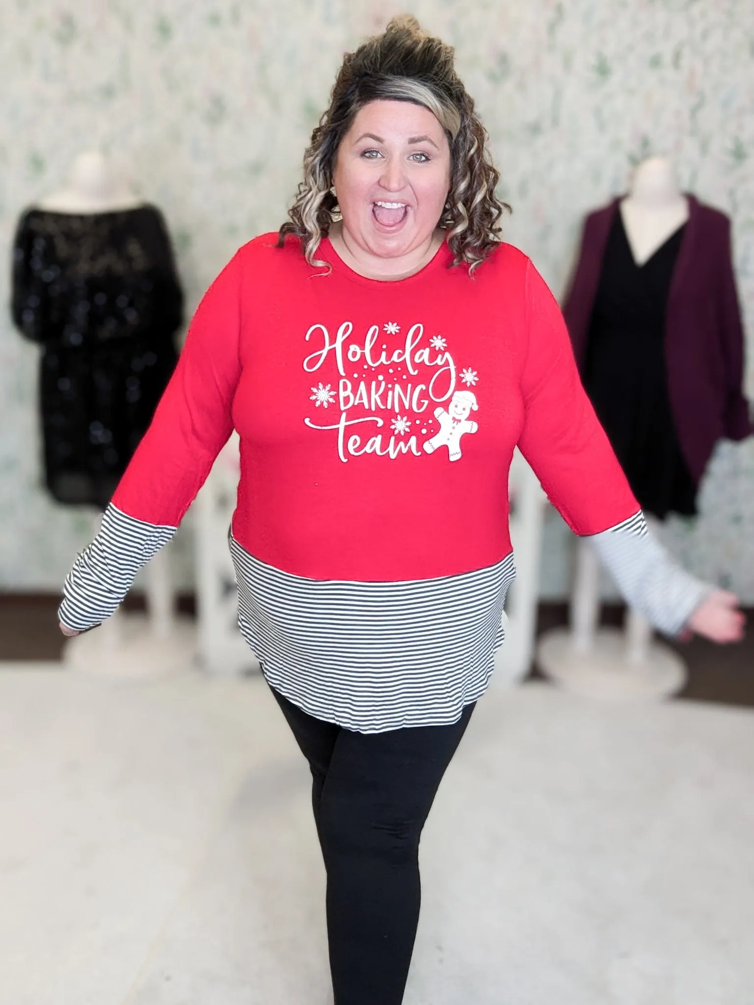 Holiday Baking Team Stripe Accent Luxe Long Sleeve