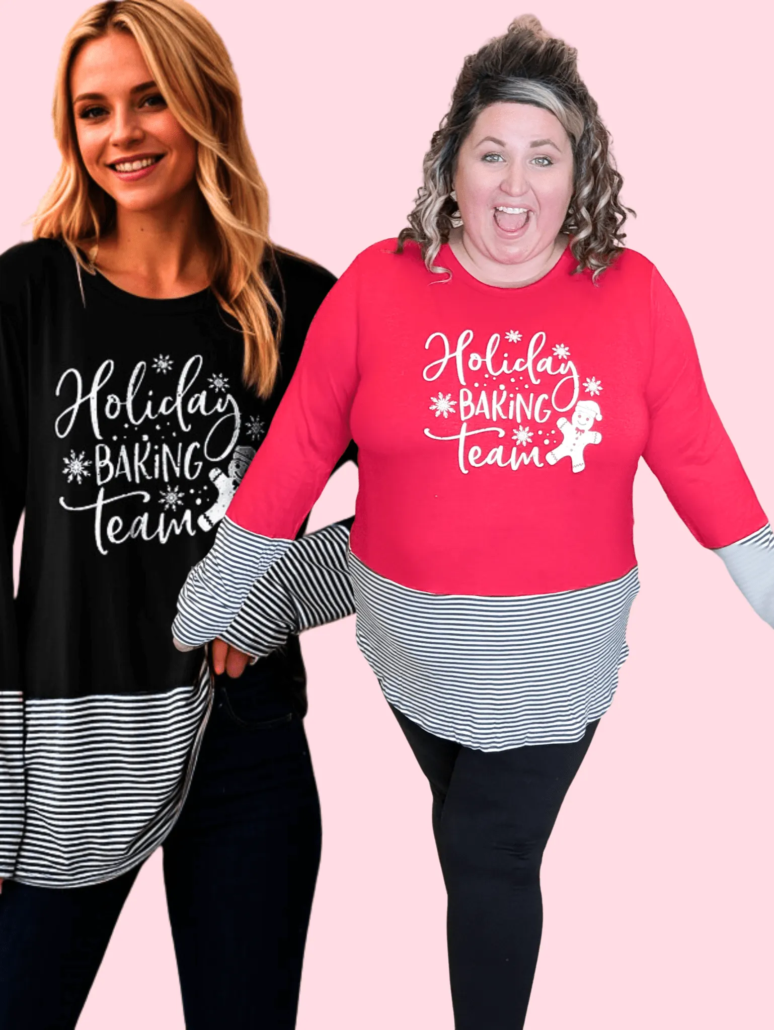 Holiday Baking Team Stripe Accent Luxe Long Sleeve