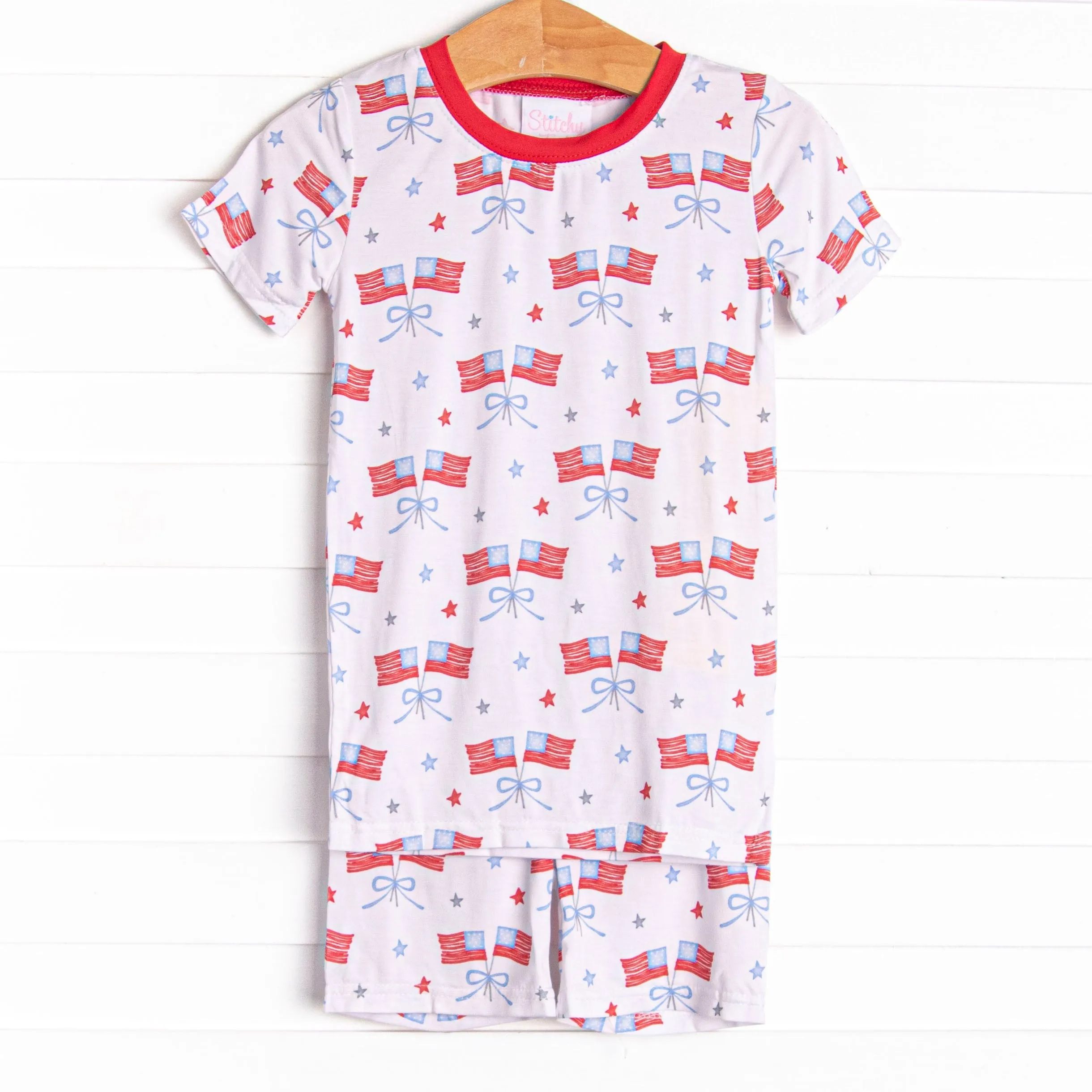 Home of the Brave Bamboo Pajama Short Set, Red