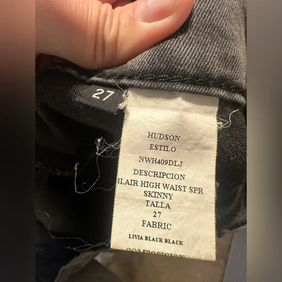 Hudson Jeans Women's Size 27 Black/Gray Denim Blair Super Skinny