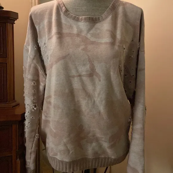 IRO JEANS Zenda camo crewneck long sleeve size Large sweatshirt