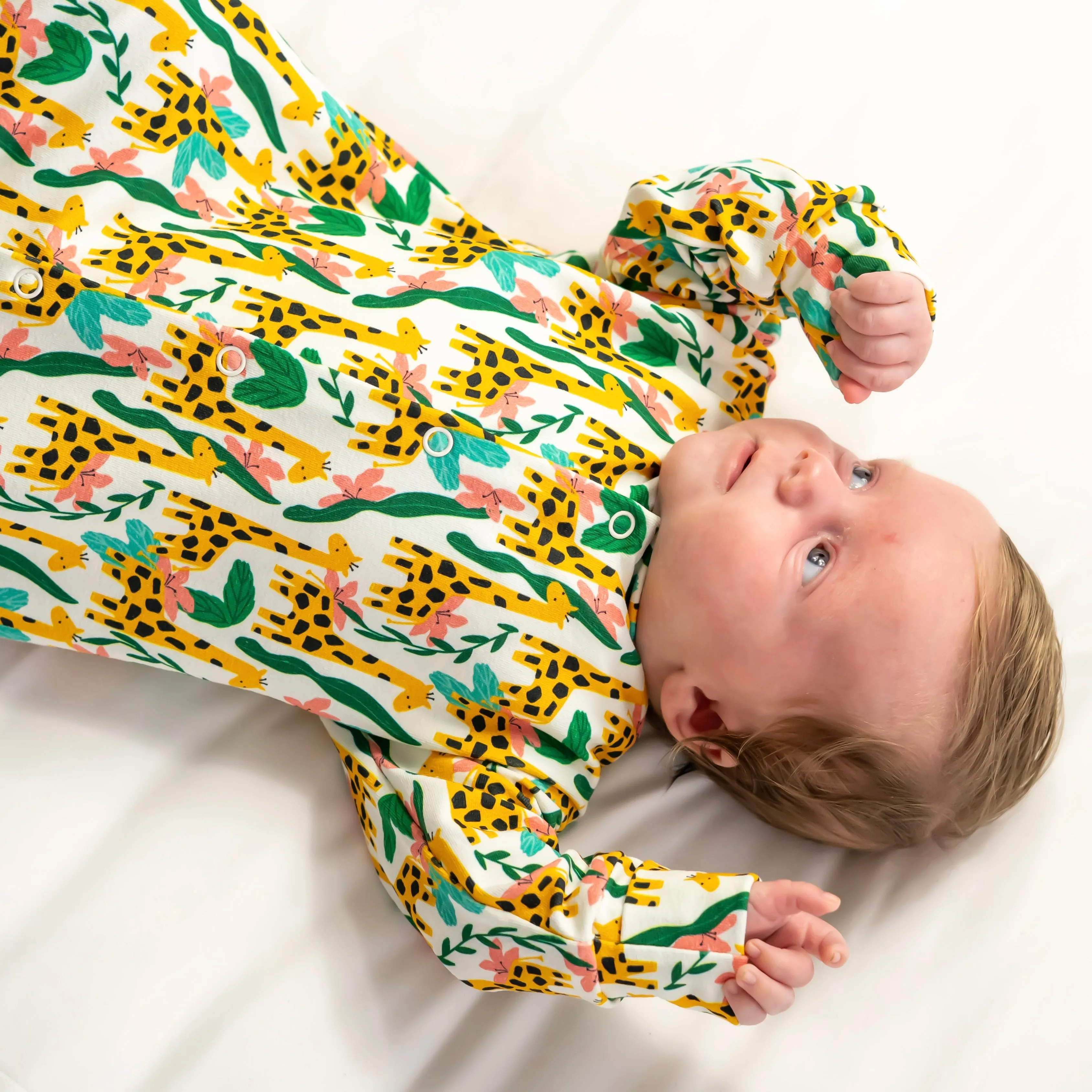 Jungle Giraffe cotton sleepsuit