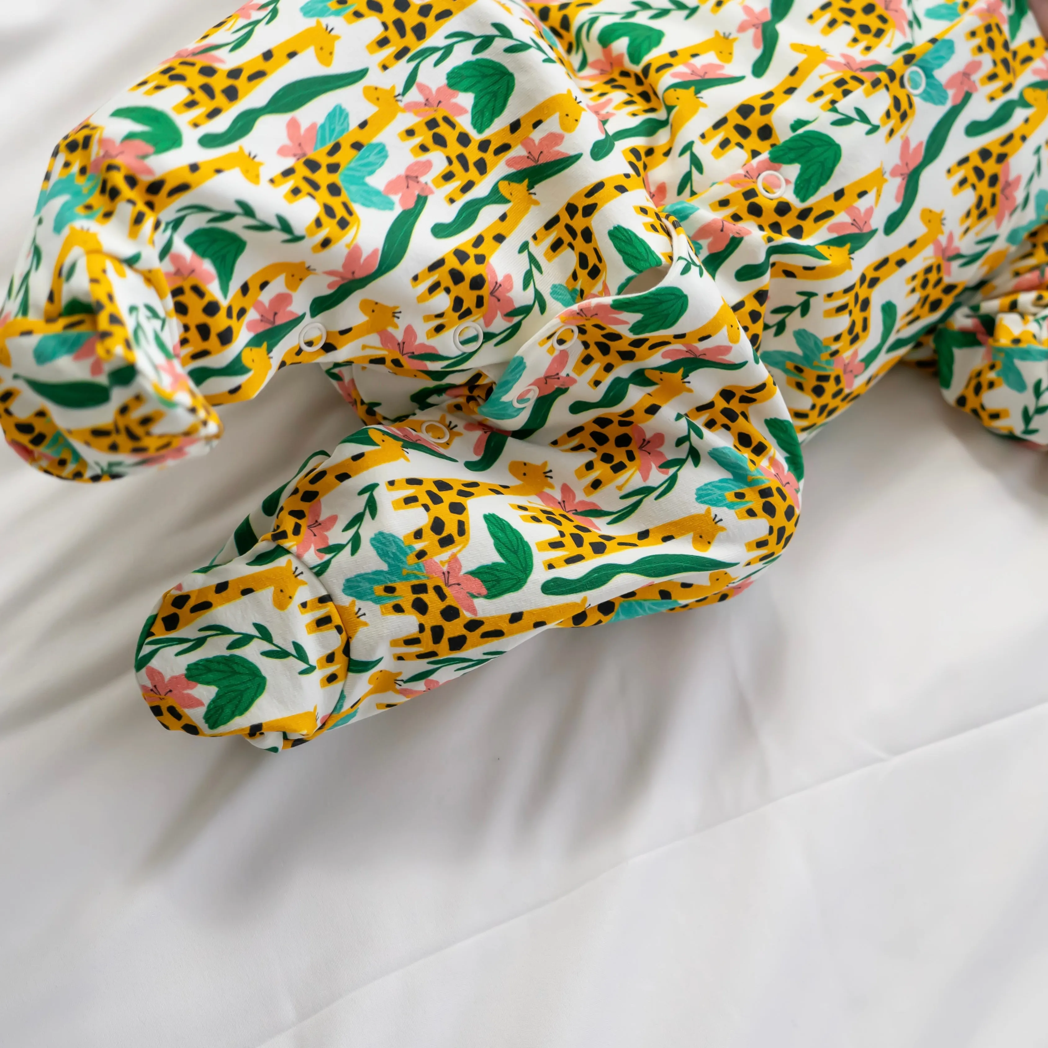 Jungle Giraffe cotton sleepsuit