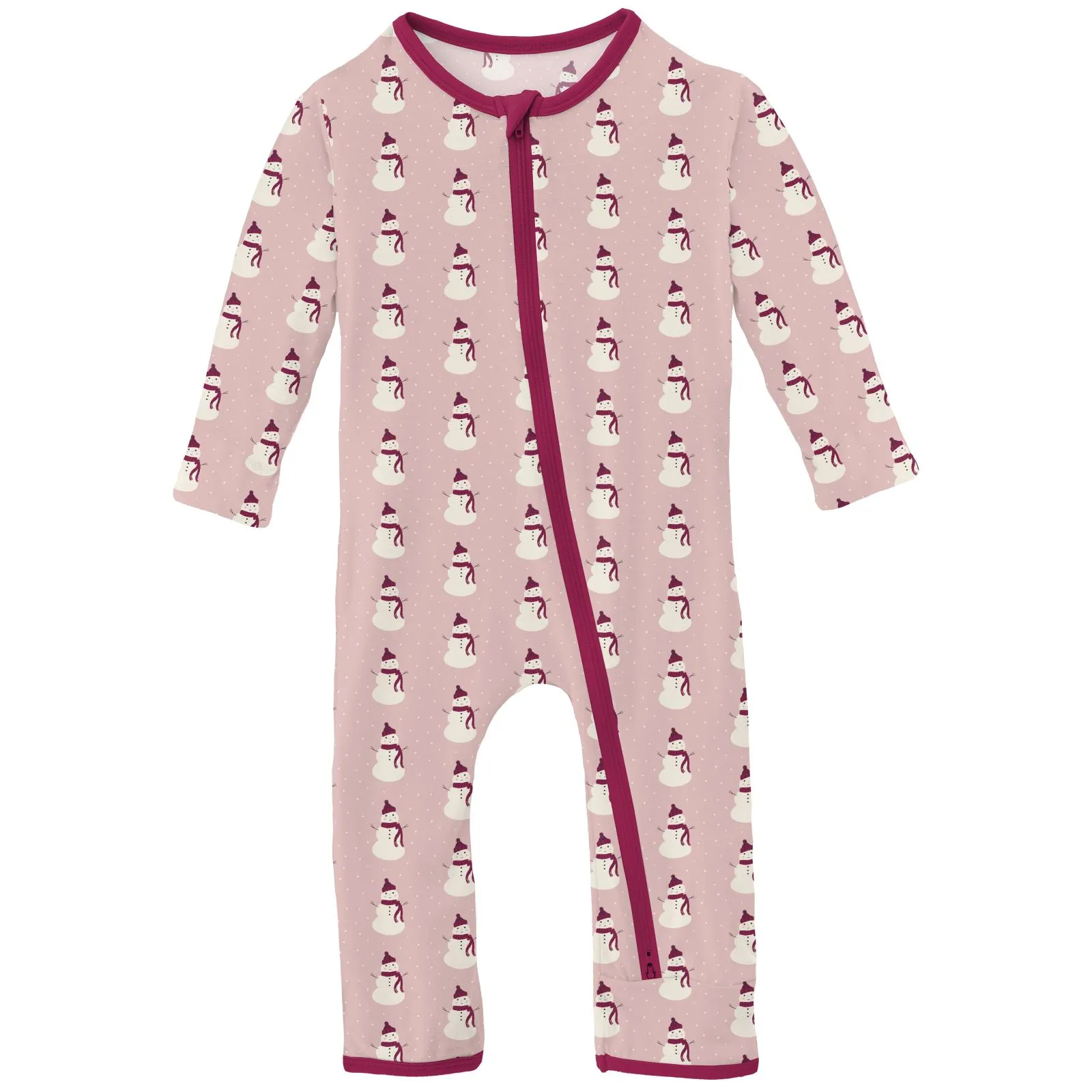 KicKee Pants Baby Rose Tiny Snowman Coverall with 2 Way Zipper