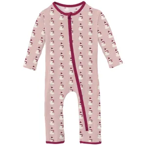KicKee Pants Baby Rose Tiny Snowman Coverall with 2 Way Zipper