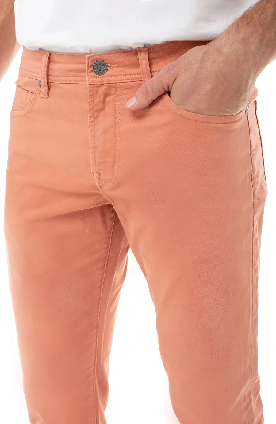 Kingston Modern Slim Straight Peach Colored Twill - Inferno