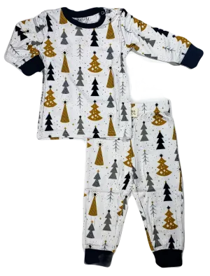 Kozi & Co Silver & Gold Trees L/S Pajama Set