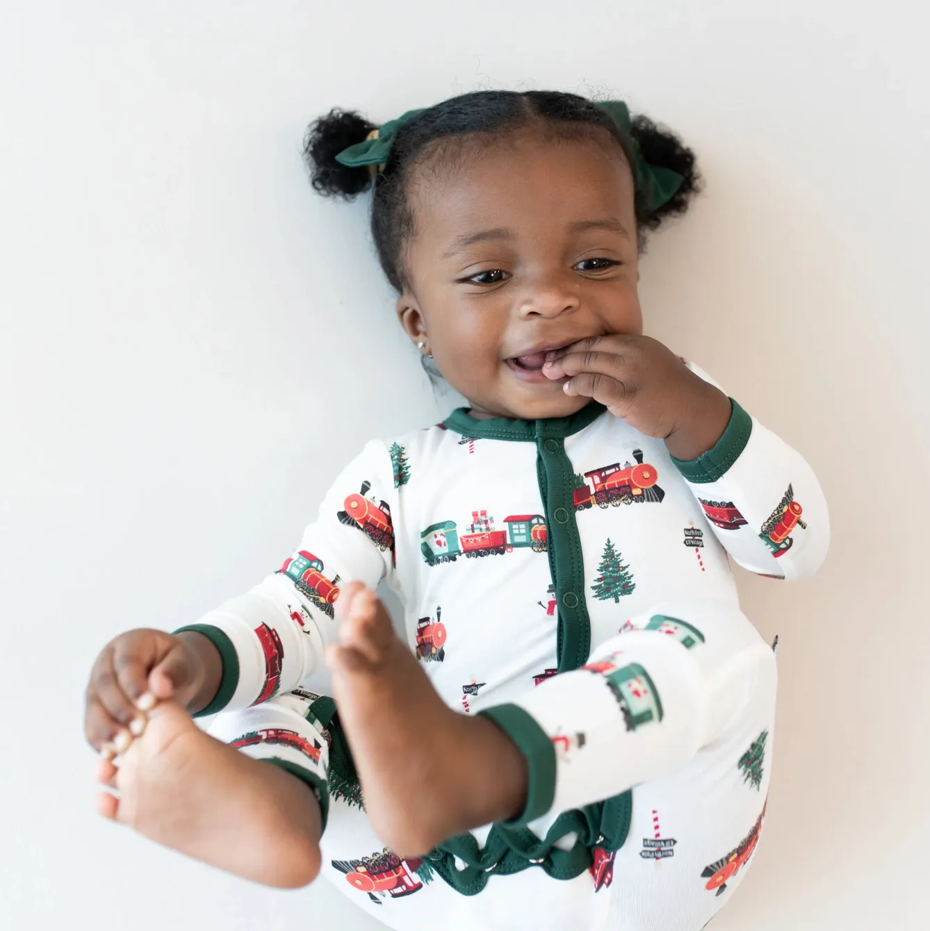 Kyte Baby - Button Romper - Holiday Train